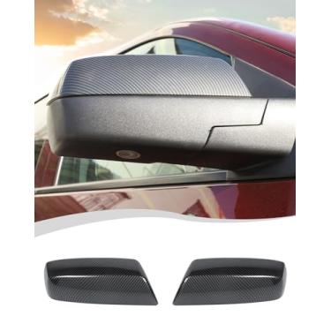 Imagem de Hoolcar Decalques de capa de espelho retrovisor ABS espelhos retrovisores acessórios externos aptos para Chevrolet Silverado GMC Sierra 2014-2018, fibra de carbono, 2 peças