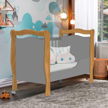 Imagem de Berço Mini Cama Alvin Nature / Cinza - MOVEIS GD
