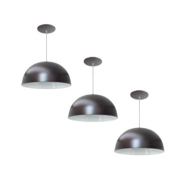 Imagem de Kit 3 Luminária Pendente Meia Lua 24cm Com Interior Branco Brilho Fiaç