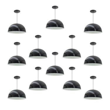 Imagem de Kit 12 Luminária Pendente Meia Lua 24cm Com Interior Branco Brilho Fia