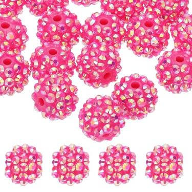 Imagem de PATIKIL Contas de strass de resina de 14 mm para caneta com contas, pacote com 20 bolas de discoteca brilhantes redondas focais contas de chiclete para fazer joias, artesanato, colar, pulseiras de