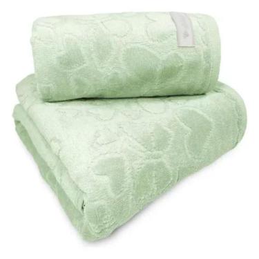 Imagem de Jogo de Toalhas Banho e Rosto Aveludada Döhler Romance Verde - Dohler