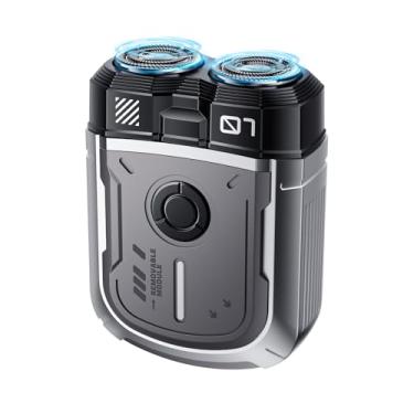 Imagem de Barbeadores elétricos para homens, mini barbeador elétrico, barbeador elétrico para rosto masculino, barbeador portátil recarregável por USB, cortador magnético de anel duplo, à prova d'água IPX7,