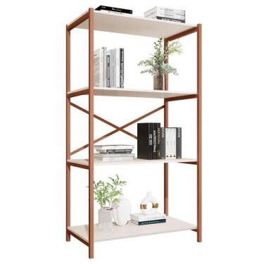 Imagem de Estante Livreiro Steel 90cm Estilo Industrial com Pés em Aço - Loja Do