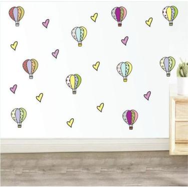 Imagem de Adesivo de Parede Balões e Corações - Pastel - Colakoala Adesivos