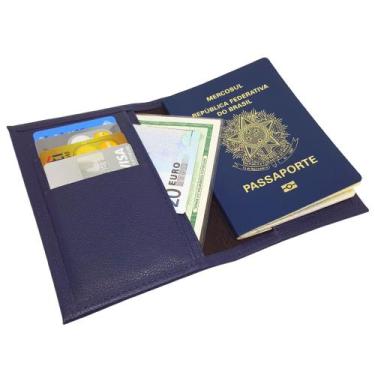 Imagem de Porta Passaporte em Couro Legítimo Sarroche, Azul