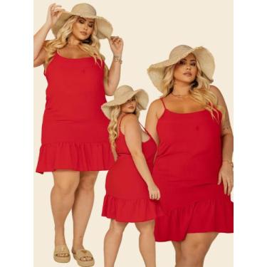 Imagem de Vestido Curto Plus Size Vermelho Ciganinha Natal Alça Ajustável Regata