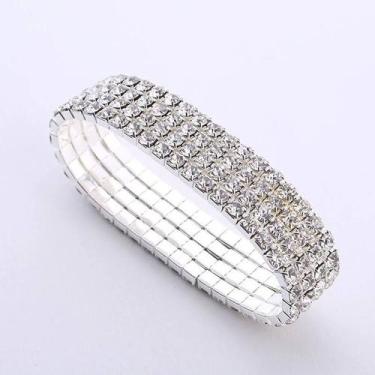 Imagem de Pulseira Prata Noiva Debutante Casamento Strass Festa Pul-02 - Milly -