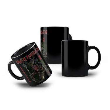 Imagem de Caneca de Porcelana Preta Iron Maiden Eddie The Head Samurai - VilelaG