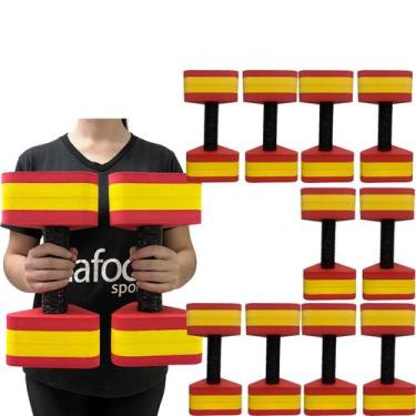Imagem de Kit 5 Pares de Halteres Hidroginástica Em EVA 3 A 4 Kg DF4013-AM Verme