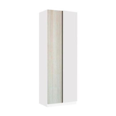 Imagem de Guarda Roupa Canto 1 Porta 80cm Branco Com Legno Crema - LUCIANE