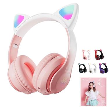 Imagem de Headset De Gatinho Com Fio Orelha Led Para Crianças Meninas