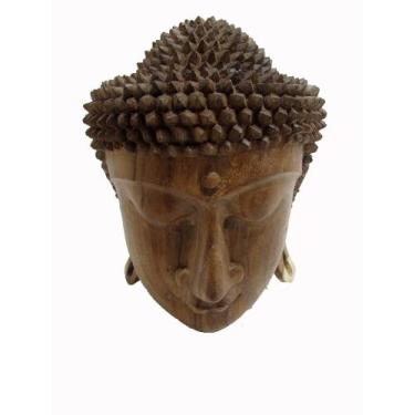 Imagem de Escultura Decorativa Cabeça de Buda Madeira Formosa - LUXdécor casa e 