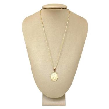 Imagem de Colar Prata 925 + Ouro Medalha Nossa Senhora Fátima Original - Ponte V