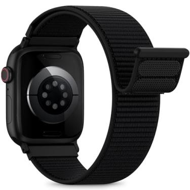 Imagem de Pulseira esportiva de nylon compatível com Apple Watch Ultra 3 2, Se, séries 11, 10, 9, 8, 7 de 44 mm, 45 mm, 46 mm, 49 mm e 42 mm, respirável, macia, ideal para atividades ao ar livre