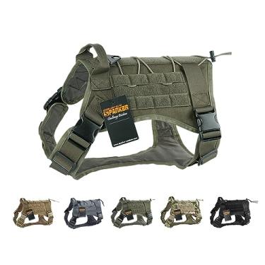 Imagem de EXCELLENT ELITE SPANKER Peitoral tático para cães de serviço militar, sem puxão, colete ajustável para treinamento de patrulha com alça para cães pequenos, médios e grandes (Ranger green-G)