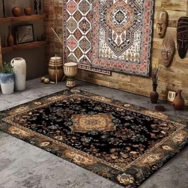 Imagem de Tapete retrô americano grande área sala de estar decoração casa estilo étnico quarto tapete vestiário sala tapete macio lavável, flanela 4,200 x 300 cm 78,7 x 118 pol.