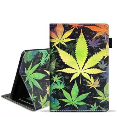 Imagem de stmedazm Capa para tablet Amazon Fire Max 11 (11 polegadas, 13ª geração, versão 2023), capa de couro PU premium com suporte para despertar/hibernar automaticamente - folha de maconha