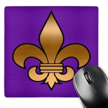 Imagem de 3dRose LLC Mouse pad 20,3 x 20,3 x 0,63 cm, flor de lis dourada grande em um fundo roxo escuro (mp_30757_1)