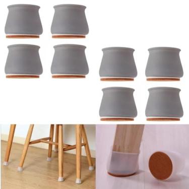Imagem de KIT 8 PROTETOR DE SILICONE COM FELTRO FLEXIVEL PEZINHO PARA CADEIRA MESA E MOVEIS COZINHA SERVE PÉ REDONDO OU QUADRADO SEM RUIDOS E ARRANHOES NO PISO NÃO RISCA RESISTENTE UNIVERSAL (CINZA)