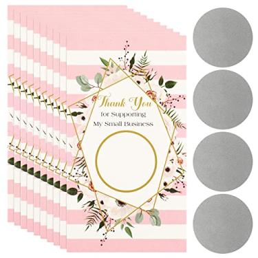 Imagem de 120 cartões de raspar para pequenas empresas, vales de presente de agradecimento, lealdade, raspadinhas e adesivos, presente em branco personalizado para compra de pequenas empresas (estilo flor)