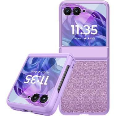 Imagem de Miimall Capa para Motorola Razr+ 2024 com proteção de dobradiça, capa fina de luxo com protetor de tela feminina e de grau militar, à prova de choque, capa protetora de corpo inteiro para Moto Razr 50