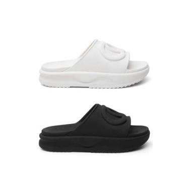 Imagem de Kit 2 Pares Chinelo Feminino Slide Papete Plataforma Confortavel - Rev