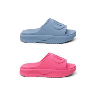 Imagem de Kit 2 Pares Chinelo Feminino Slide Papete Plataforma Confortavel - Rev