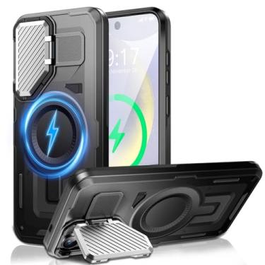 Imagem de Capa com suporte de câmera para Galaxy S24 Plus / S19 Plus, [compatível com MagSafe] [capa de lente] versão 2024 capa protetora macia de grau militar para Samsung Galaxy S24 Plus/S19 Plus de 6,7