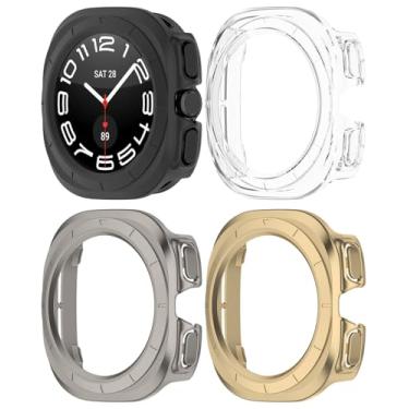 Imagem de Miimall Pacote com 4 capas finas para Galaxy Watch Ultra, à prova de choque, antiimpacto, resistente ao desgaste, conjunto de capa de policarbonato rígido, Samsung Galaxy Watch 7 Ultra 47 mm LTE,