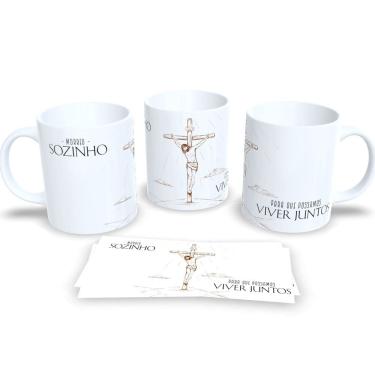 Imagem de Caneca Evangelica de Porcelana Personalizada Religião Cristã Ele Vive