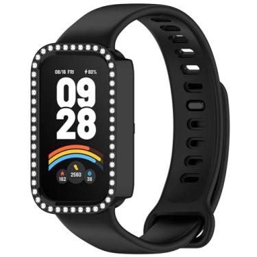 Imagem de MOTONG Capa protetora compatível com Xiaomi Smart Band 9 Active - Capa protetora de PC para relógio compatível com Xiaomi Smart Band 9 Active, usando com pulseira original (PC preto)