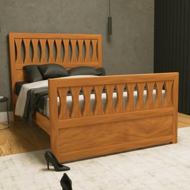 Imagem de Cama Queen em Madeira Maciça Turin Móveis Nathalia - Mogno Mel