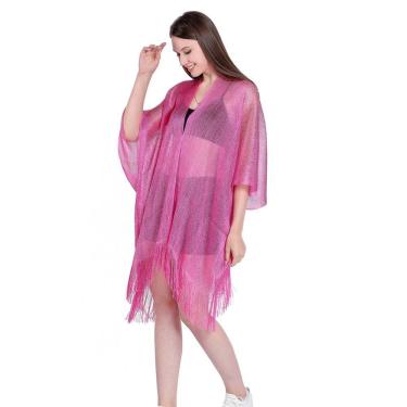 Imagem de Saída de Praia com Franjas Metálico Nova Moda Para o Verão