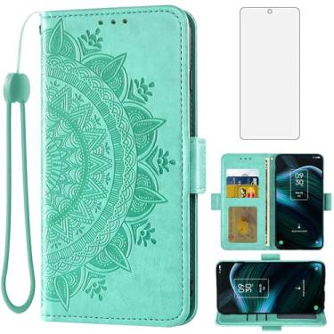 Imagem de Asuwish Capa de telefone para TCL Stylus 5G 2022 capa carteira de vidro temperado protetor de tela suporte de cartão de crédito bolsa flip alça de pulso suporte fólio celular acessórios TLC Stylo G5