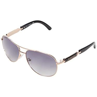 Imagem de GUESS Factory Óculos de sol estilo aviador espelhado, Branca/Ouro rosa, NS