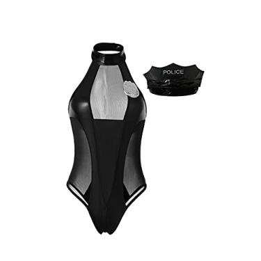 Imagem de Fantasia policial de Halloween cosplay lingerie sexy policial fantasia para mulheres (Grande/GG)