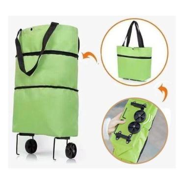 Imagem de Carrinho Compras Dobrável Sacola Rodinha Multiuso - Art House - Zein, 