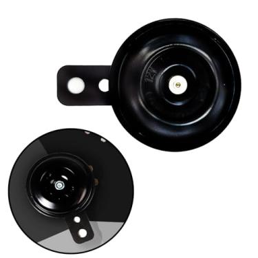 Imagem de 1 buzina preta universal à prova d'água para motocicleta, 12 V, 1,5 A, 105 DB, buzina de carro redonda e alta para motocicleta, scooter, bicicleta suja