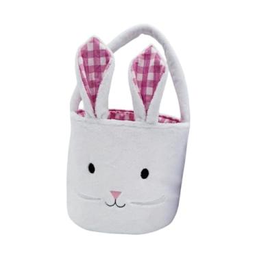 Imagem de Vaveren Bolsa de ovos de Páscoa da Páscoa de Páscoa com orelhas de, decoração de festas, bolsa de presente de cesta de doces reutilizada para crianças, Rosa