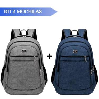 Imagem de Kit 2 Mochilas Bolsa Viagem Resistente Coreana Masculina Feminina - Co