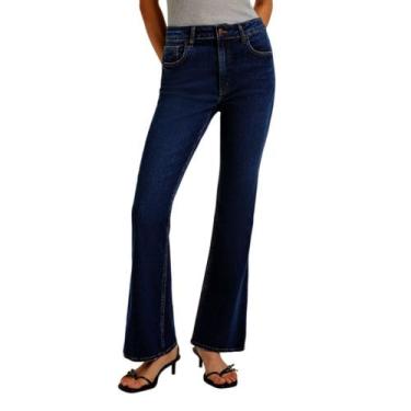 Imagem de Calça Jeans Feminina Hering Flare Petit Azul Escuro - H9FM1C, 38, Azul
