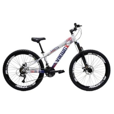 Imagem de Bicicleta Aro 26 Viking Tuff x25 21 Vel Quadro em Alumínio Freio a Disco Freestyle (Prata/Azul)