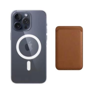 Imagem de CORONITAS Kit Capa Magnética para iPhone 12 13 14 15 16 16e + Porta Cartão Magnético Premium, Modelo Slim (Marrom, iPhone 14 Pro Max)