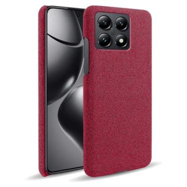 Imagem de Capa para Xiaomi 14T Pro,Capa desenhada em lona,Case Protetora Ultrafina com Empunhadura Macia,Design em Tecido Antichoque e Antiarranhões-Red