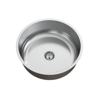 Imagem de Cuba para Pia de Cozinha em Aço Inox Redonda 37x37x14cm Alto Brilho com Válvula GhelPlu...
