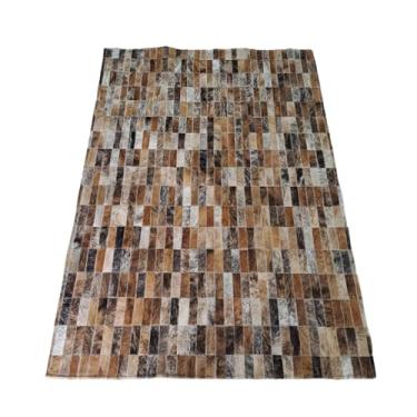 Imagem de Tapete De Couro Natural Legítimo Costurado 1,50 x 1,00 M (Marron Light Tiras)