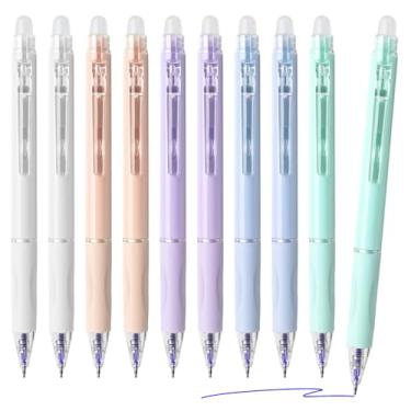 Imagem de Temiary 10 canetas de gel apagáveis retráteis, ponta fina de 0,5 mm, faz com que os erros desapareçam, caneta de gel de escrita suave com borracha para diário, anotações, agenda, palavras cruzadas