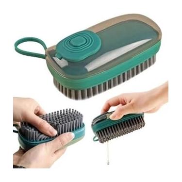 Imagem de Escova para Lavar Roupas com Dispenser para Sabão Líquido, Verde, Multifuncional