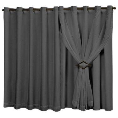 Imagem de Cortina Corta Luz Em Tecido Blackout Com Voil 5m L X 1,00m A Com Ilhós